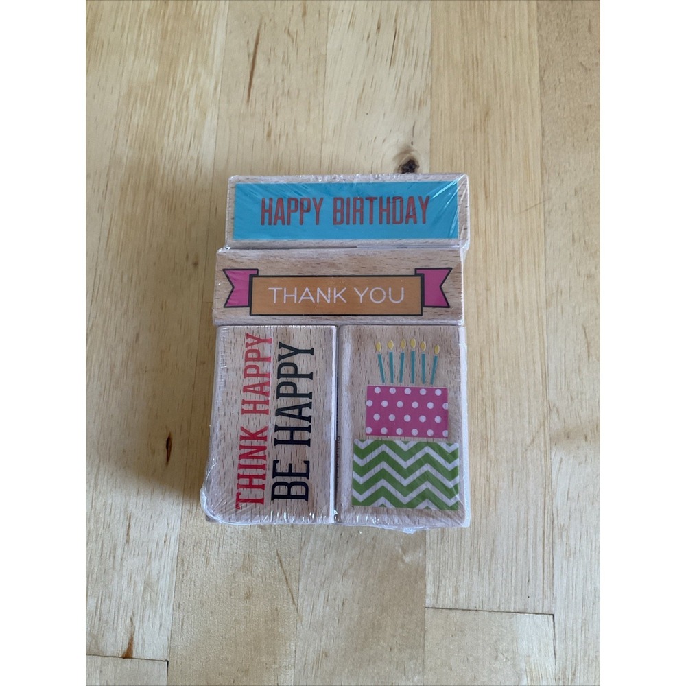Hampton Art Rubber Stamps Set Be Happy Birthday Cake Thank You Card Making Words